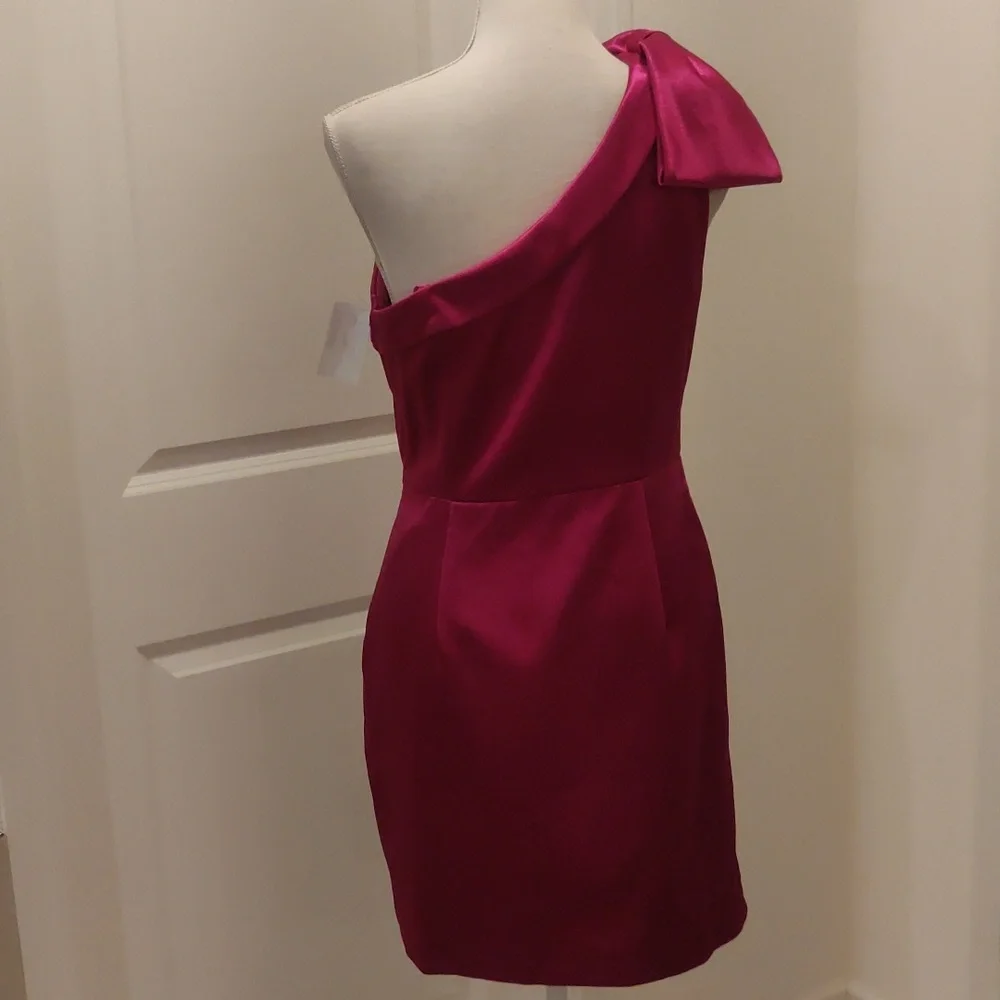 New!Aidan by Aidan Mattox Satin Bow One-Shoulder Mini Dress Y2K Cottagecore Retr - Picture 7 of 16